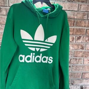 adidas Green Hoodie with White Trefoil Tag
